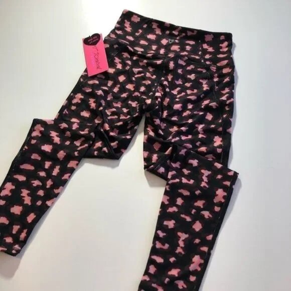 NWT BETSEY JOHNSON HIGH RISE MERLOT/PINK/BLACK PERFORMANCE 7/8 LENGTH LEGGING XS - Picture 2 of 6